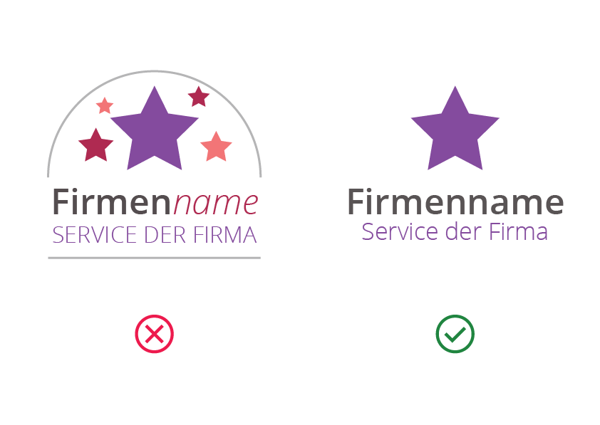 Beispiel wie Farben in einem Logo zu verwenden ist. 