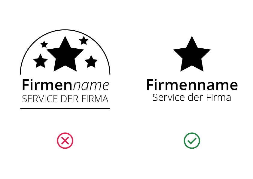 Beispiel wie ein gutes und wie ein schlechtes Logo aussieht. 